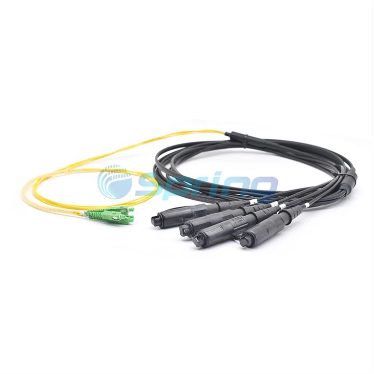 4 Fiber Hardened SC/APC Breakout Fiber Optic Drop Cable Assembly With Flat Dielectric Cable